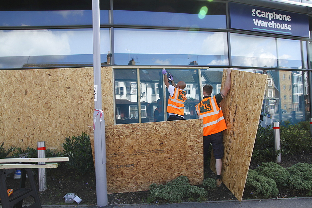 Damage caused by riot and looting in tottenham, london, uk