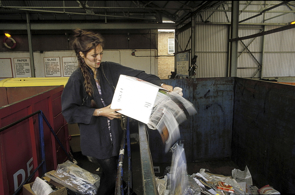 Recycling, uk. London, camden. Recycling paper