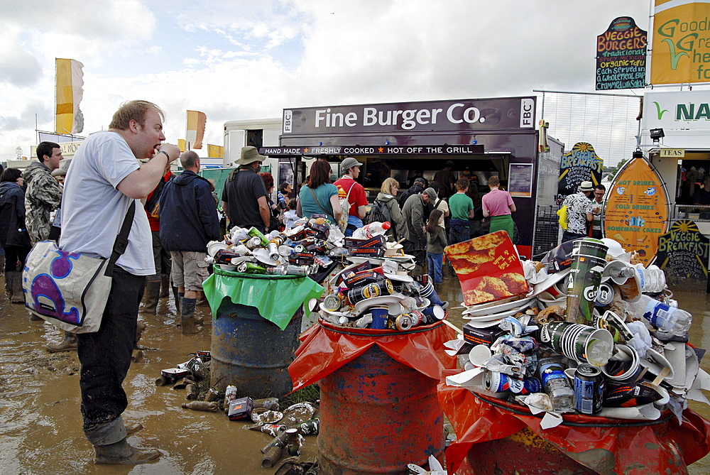 Uk rubbish accumulated at glastonbury. 2007 england