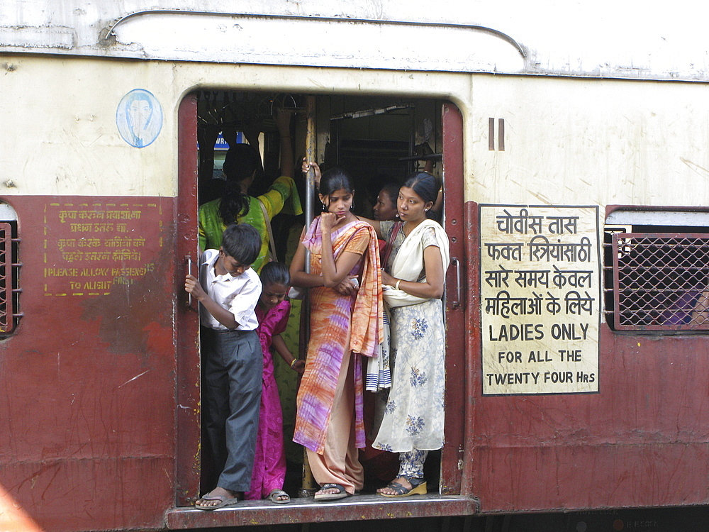 India. Women children only coaches in suburban trains, mumbai