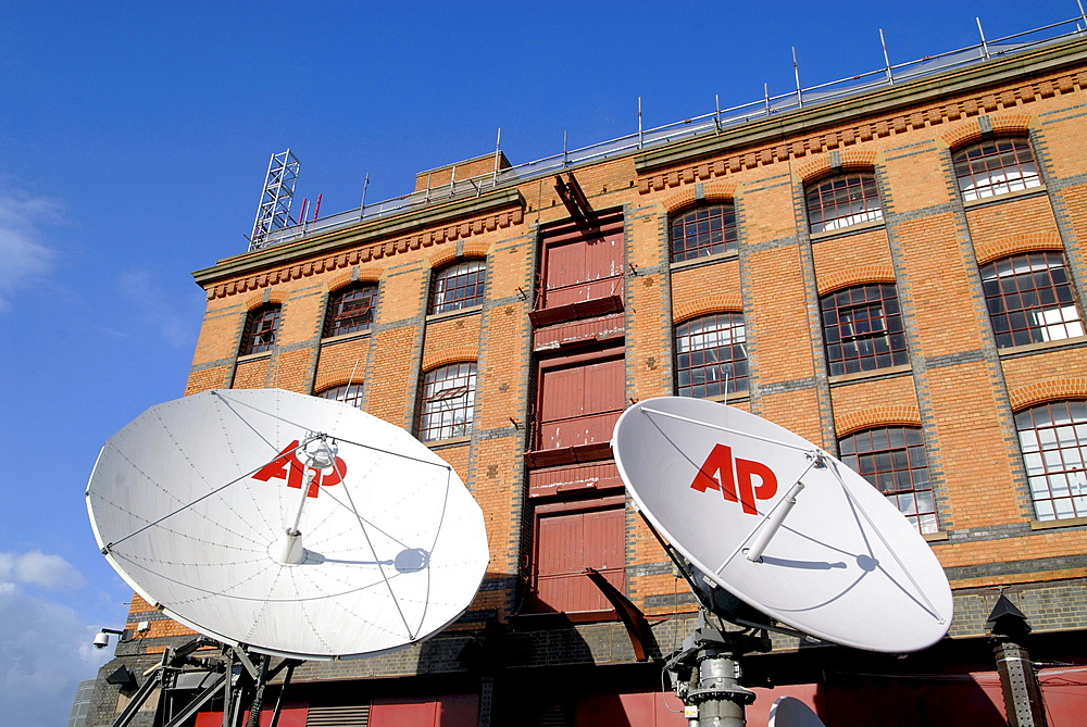 Uk satellite dishes at the ap hq in camden, london