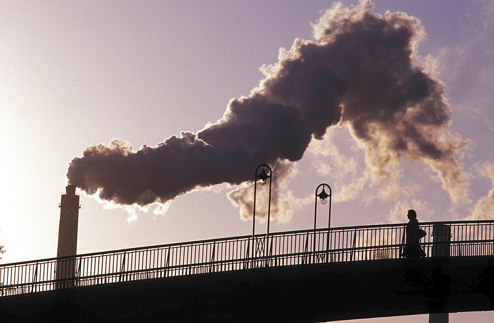 Air pollution, germany. Smoke form an industrial plant near leipzig