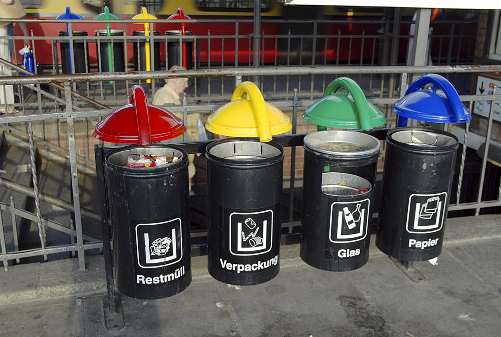 Germany. Recycling bins in a train station in berlin photo julio etchart