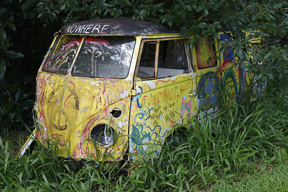 Camper van in the hippy town of Nimbin, where the 1973 New Age Aquarius festival was held, New South Wales, Australia, Pacific