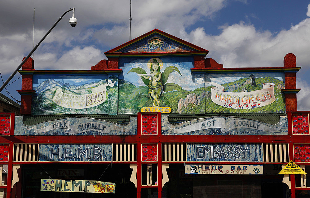 The hippy town of Nimbin, where the 1973 New Age Aquarius festival was held, New South Wales, Australia, Pacific