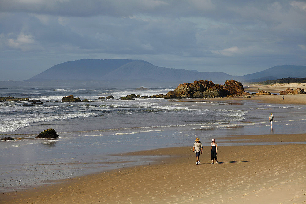 Swimming and walking at the Lighthouse Beach in Port Macquarie in New South Wales, Australia, Pacific