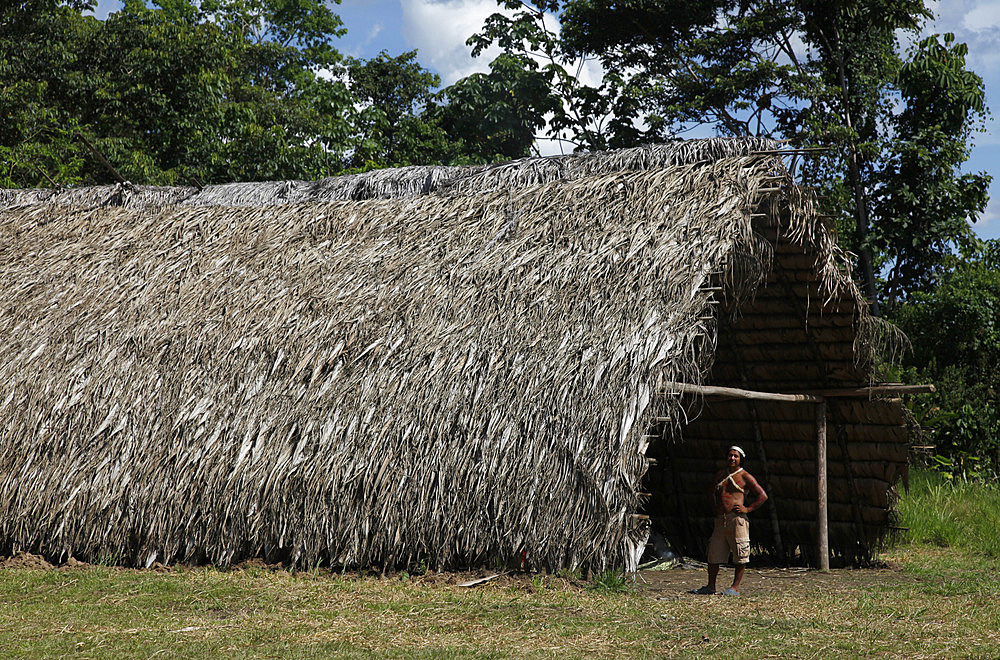 Native Huaorani people at Yasuni National Park, Amazon, Ecuador, South America