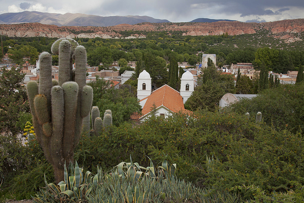 Traditional colonial church in Humahuaca in Jujuy province in the Andes region of Argentina, South America