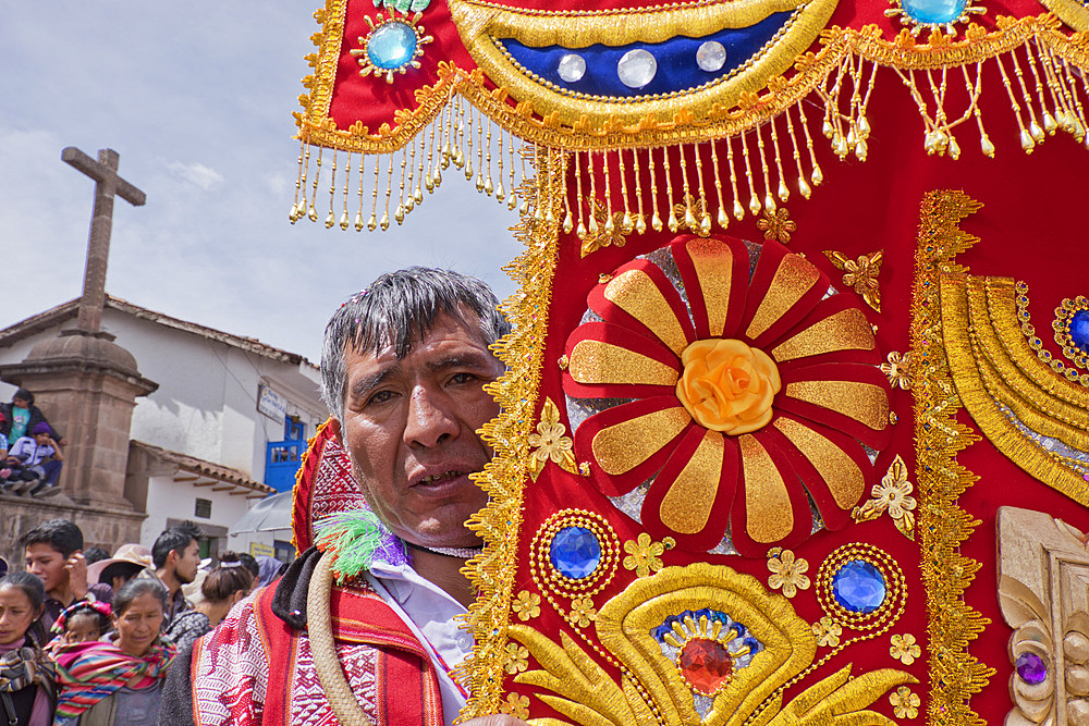 Dancers and audience at the San Jacinto fiesta in Cusco, Peru, South America