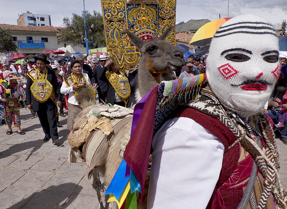 Dancers and audience at the San Jacinto fiesta in Cusco, Peru, South America