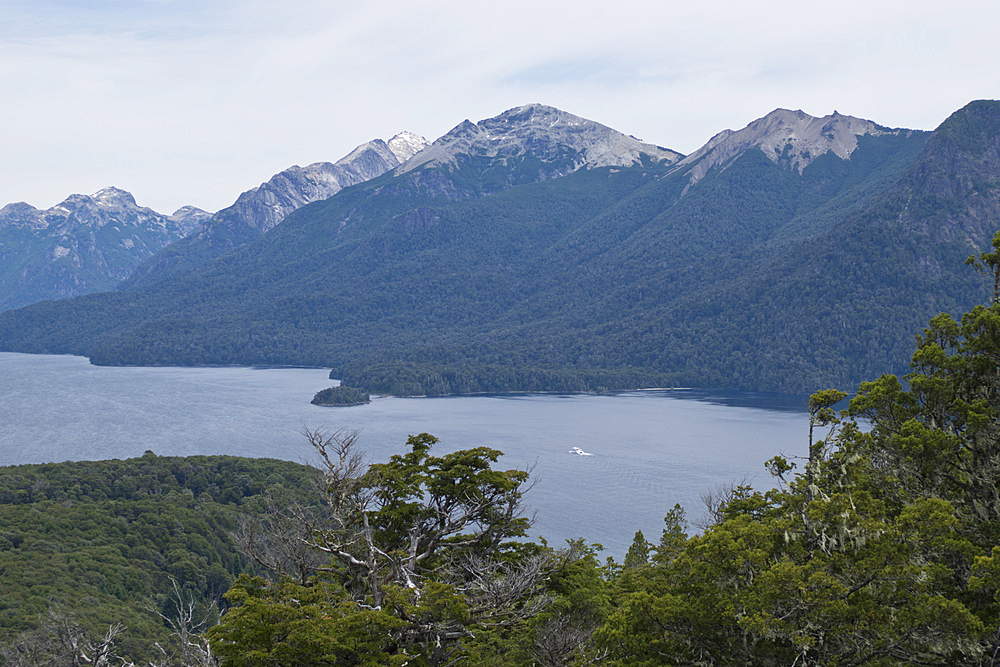 Views of Andes mountains by Lake Nahuel Huapi in Bariloche, Argentina, South America