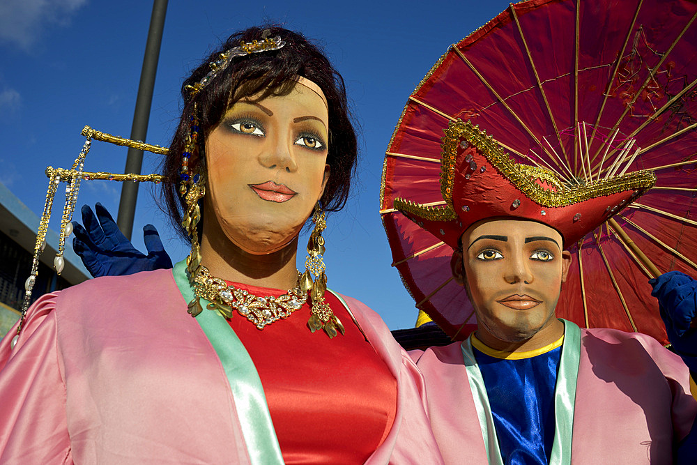 Masked revellers at carnival parade in Granada, Nicaragua, Central America