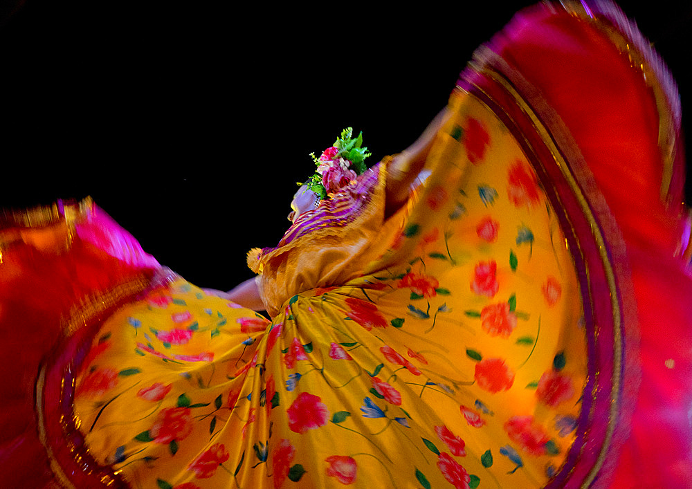 Dancers in costumes performing traditional folk dances in Granada, Nicaragua, Central America