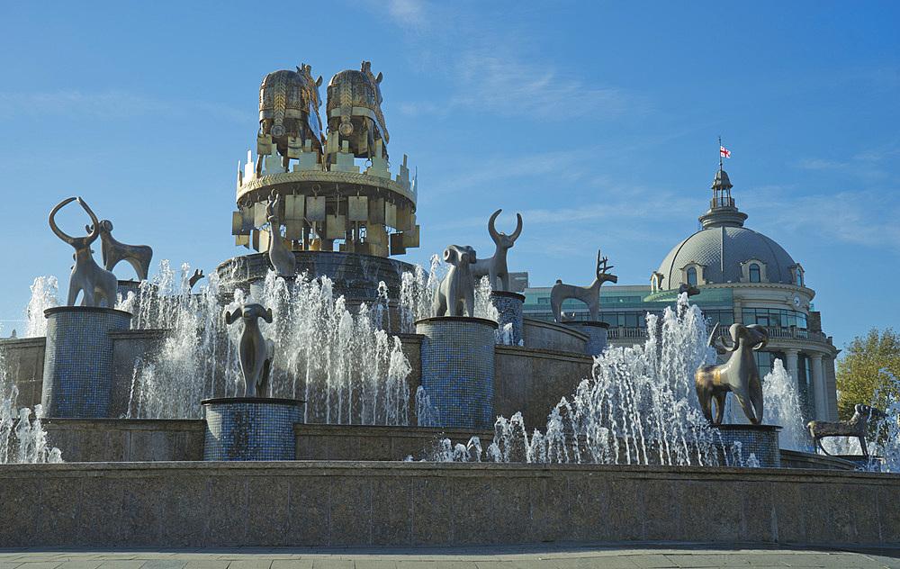 Colchis Fountain at David Agmashenebeli Square in Kutaisi, Georgia, Central Asia, Asia