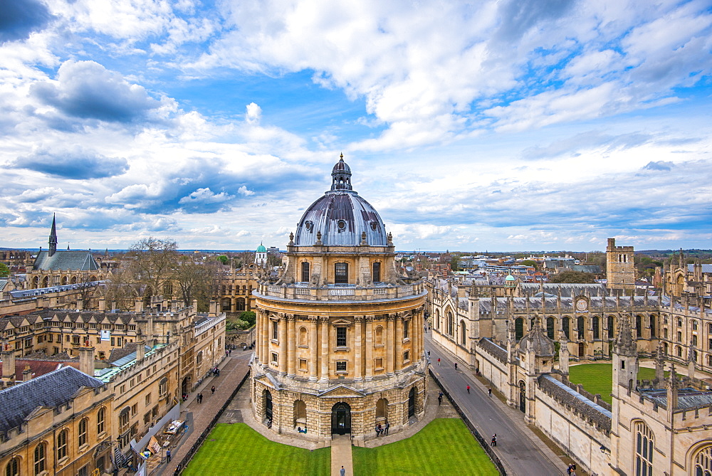 Radcliffe Camera and the view of Oxford from St. Mary's Church, Oxford, Oxfordshire, England, United Kingdom, Europe