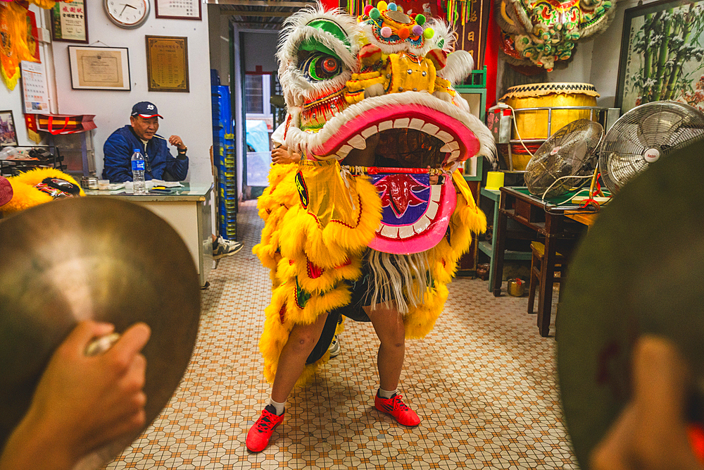 A Lion Dance practice in Peng Chau in Hong Kong