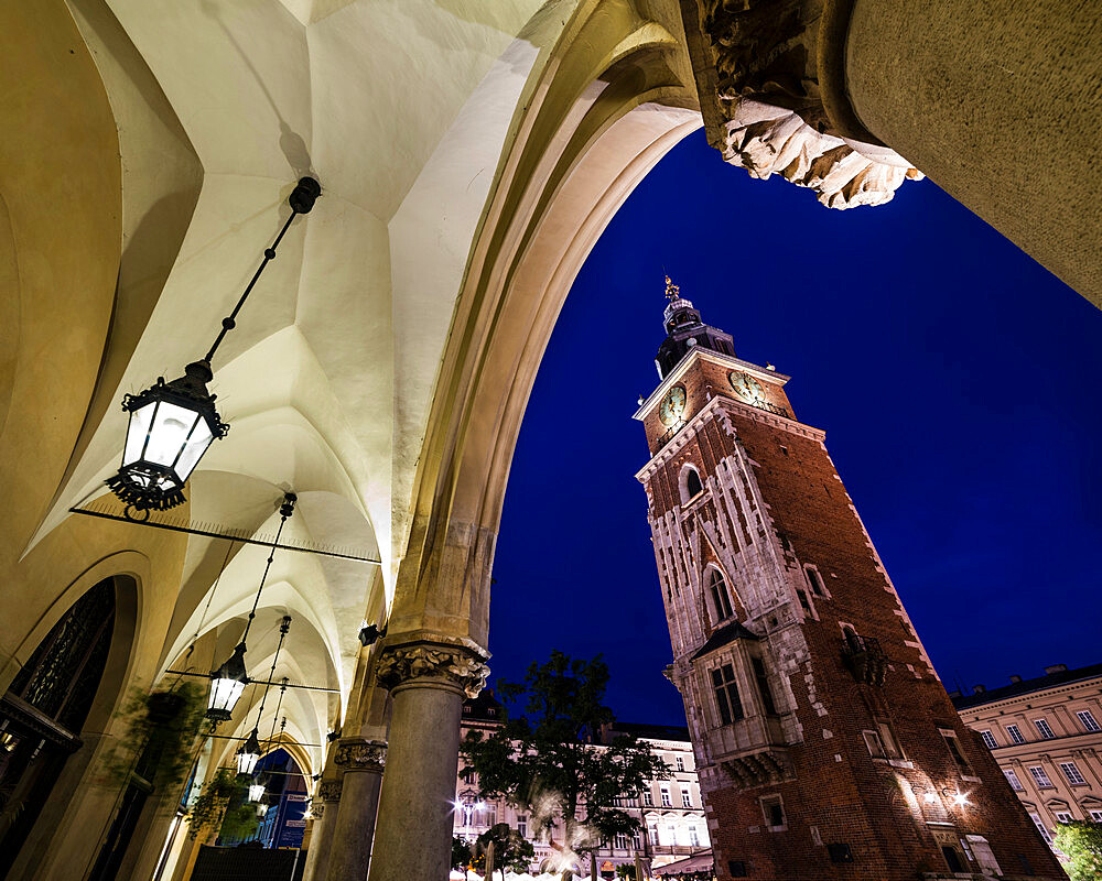 St. Mary's Church seen through archways, Krakow Square, UNESCO World Heritage Site, Krakow, Poland, Europe