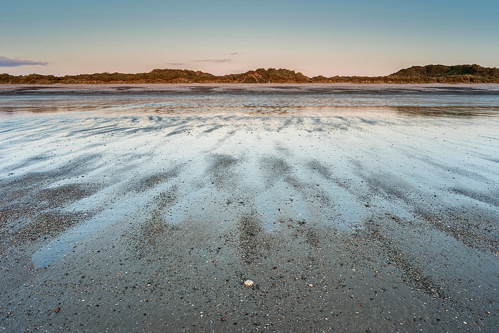 Oxwich beach at low tide at dawn, Gower Peninsula, South Wales, United Kingdom, Europe