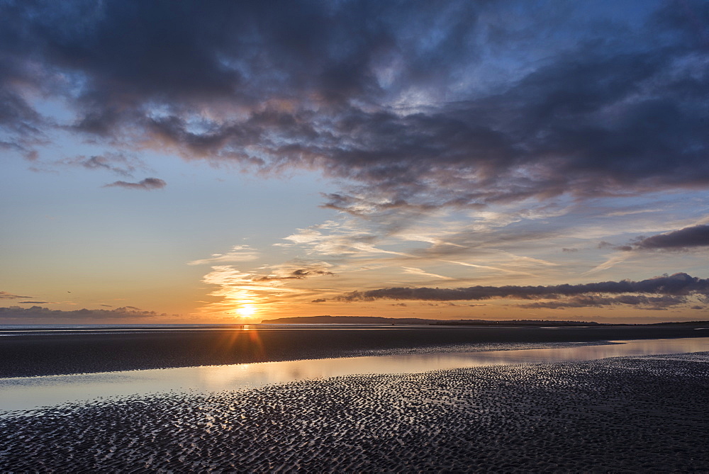 Sunset, Camber Sands, East Sussex, England, United Kingdom, Europe