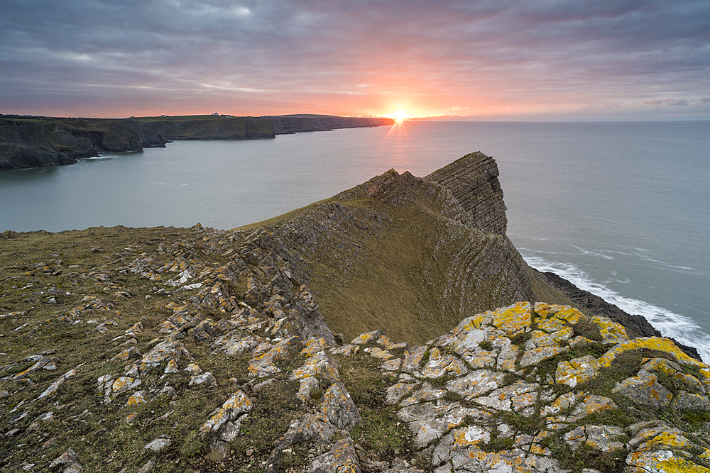 Sunrise over Fall Bay, Gower, South Wales, United Kingdom, Europe