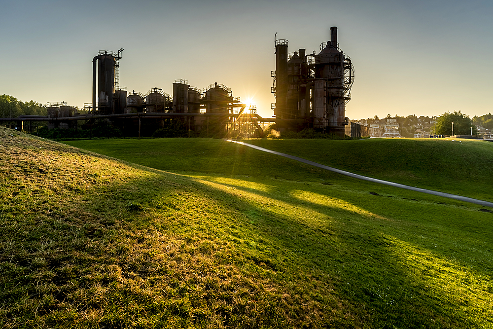 Old gas works at Gas Works Park, Seattle, Washington State, United States of America, North America