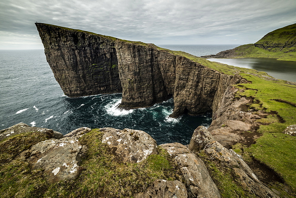 Traelanipa cliffs, Vagar Island, Faroe Islands, Denmark, Atlantic, Europe