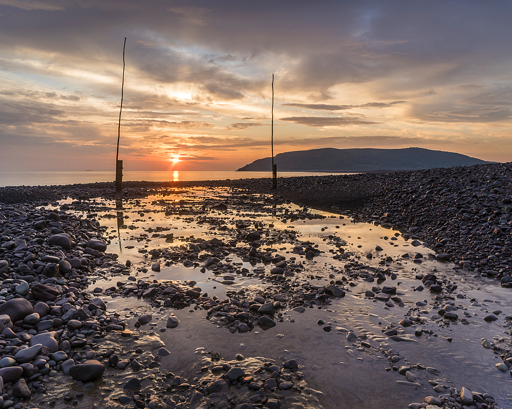 Porlock Weir at sunrise, Porlock, Somerset, England, United Kingdom, Europe