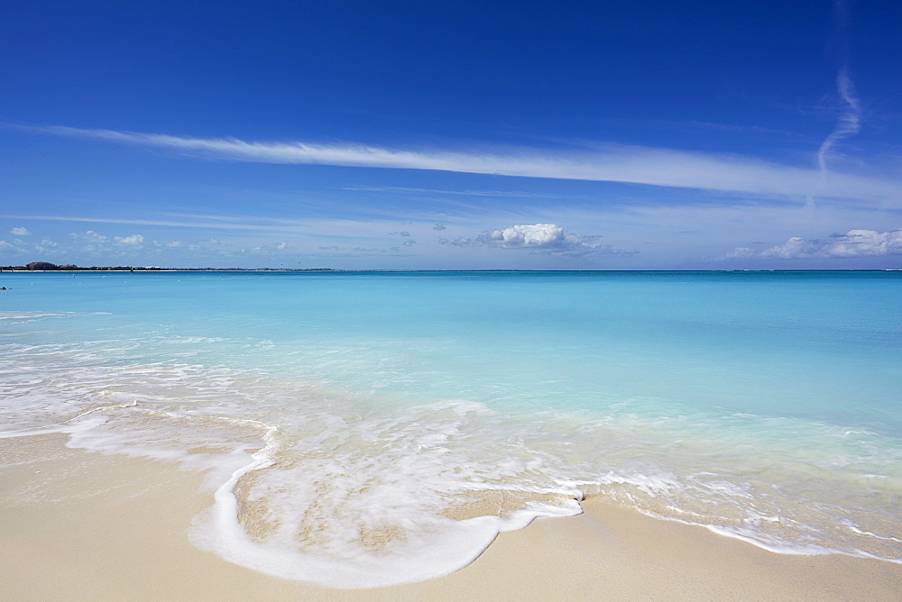 The sands of Grace Bay, the most spectacular beach on Providenciales, Turks and Caicos, in the Caribbean, West Indies, Central America