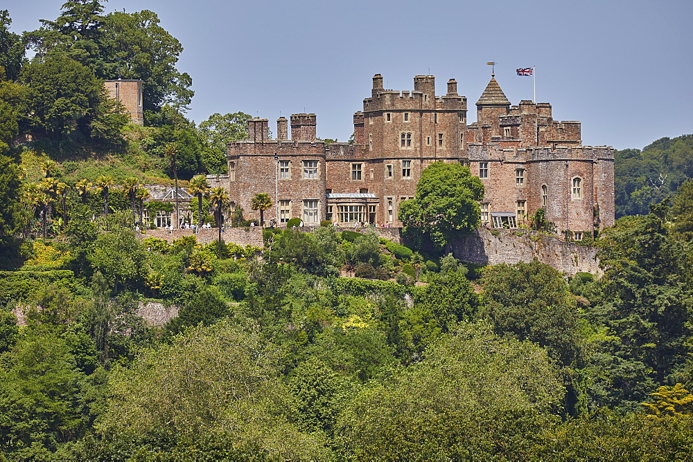 The historic Dunster Castle, on the edge of the village of Dunster, Exmoor National Park, Somerset, England, United Kingdom, Europe