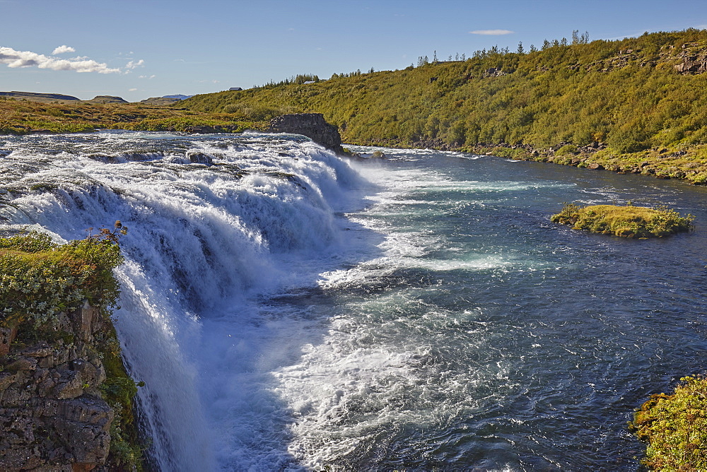 A foaming waterfall, Faxifoss Falls, near Geysir, southwest Iceland, Polar Regions