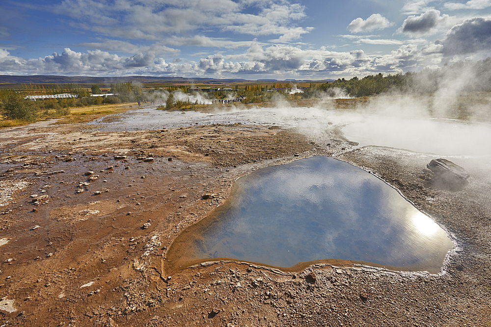 A steaming volcanic pool at Geysir, in the Golden Circle, in southwest Iceland, Polar Regions