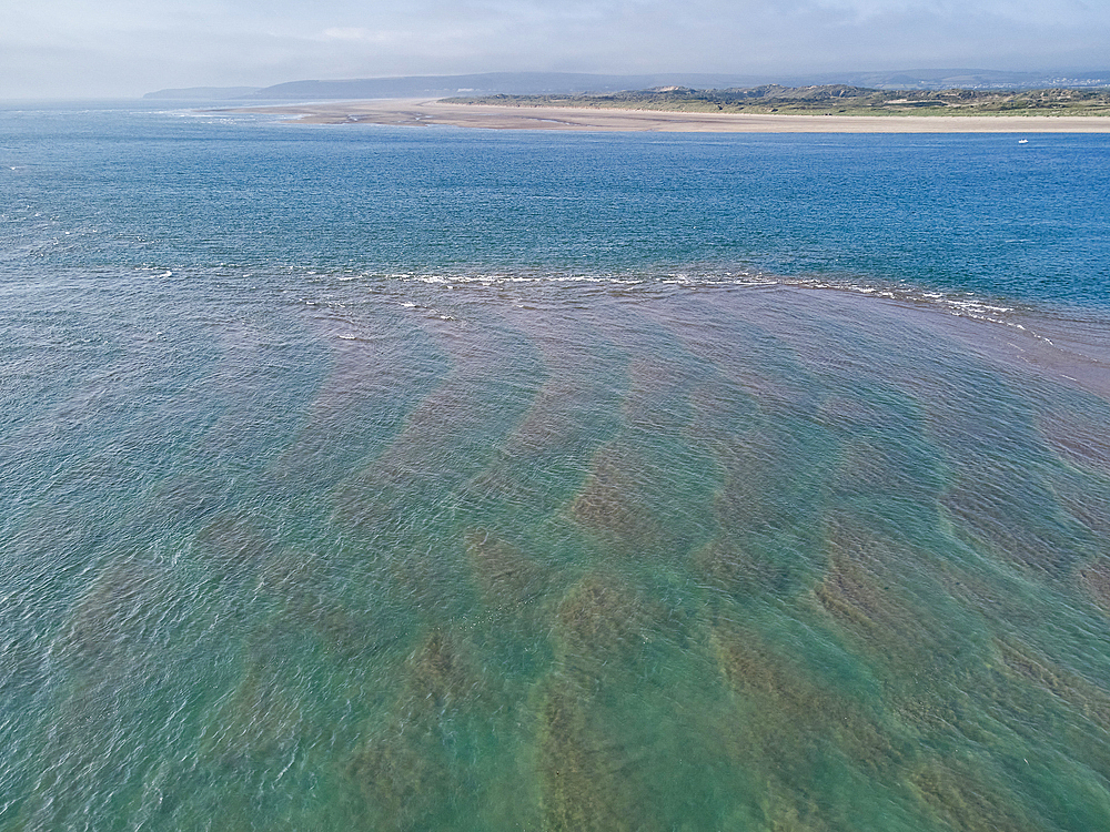 An aerial view of the estuary of the Taw and Torridge Rivers, near Bideford and Barnstaple, Devon, England, United Kingdom, Europe