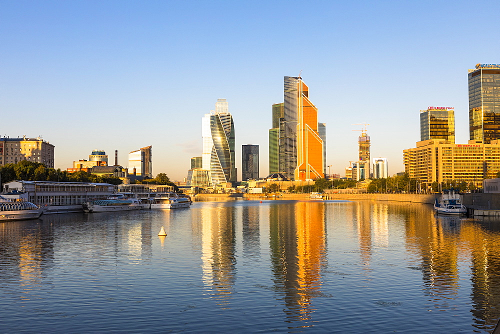 Skyscrapers in business center of Presnensky District, beside the Moscow River, Moscow, Russia, Europe