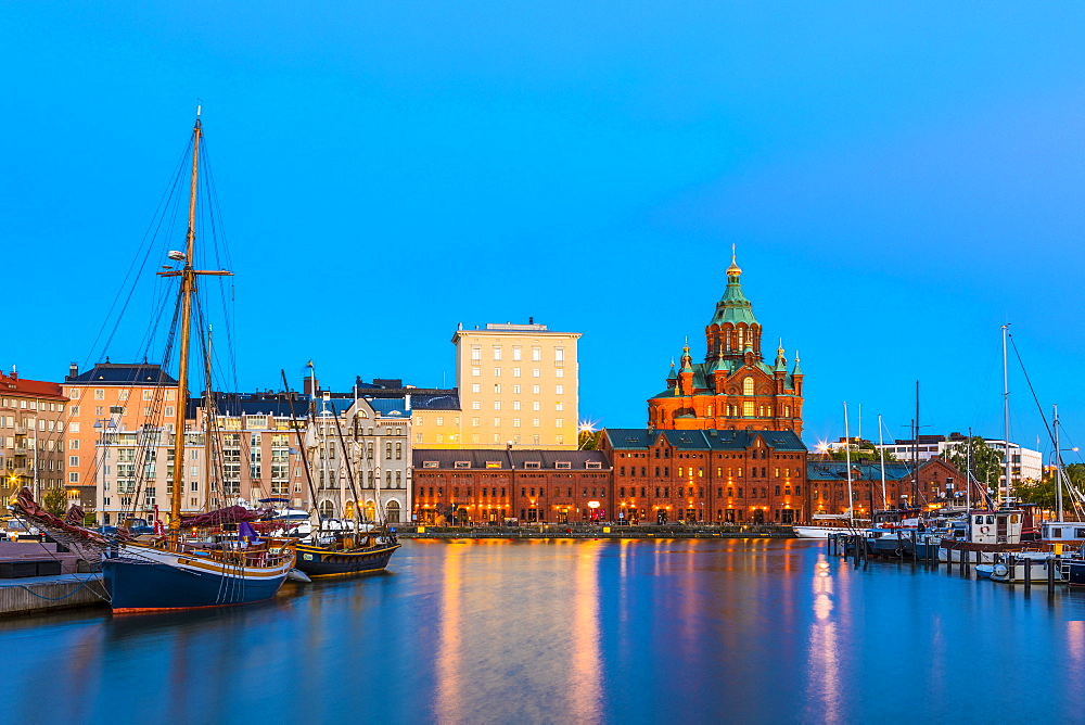 Harbor at sunset in Helsinki, Finland, Europe