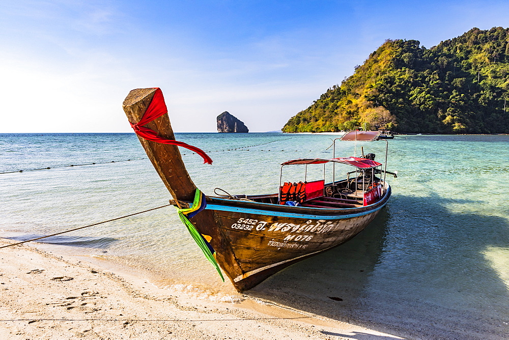 Longtail boats on Tup Island, Krabi Province, Thailand, Southeast Asia, Asia