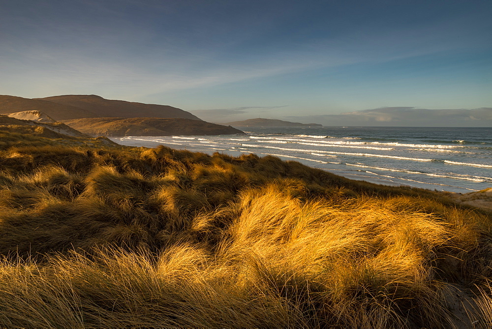 Sunrise at Traigh Eais, looking south, Barra, Outer Hebrides, Scotland, United Kingdom, Europe