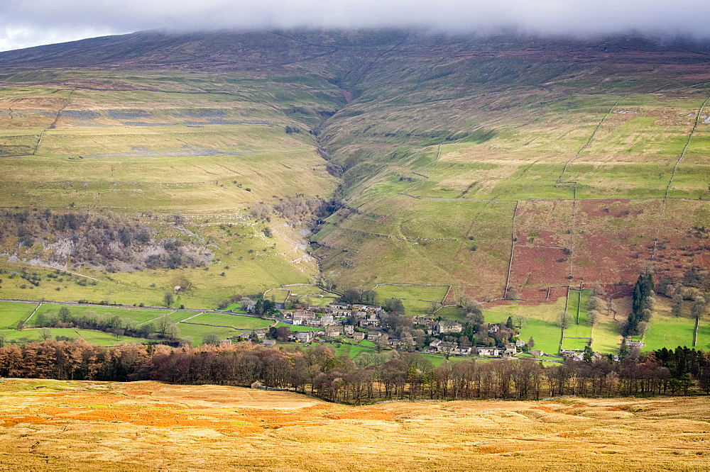 Buckden as seen from Birks Fell, Wharfedale, Yorkshire Dales, Yorkshire, England, United Kingdom, Europe