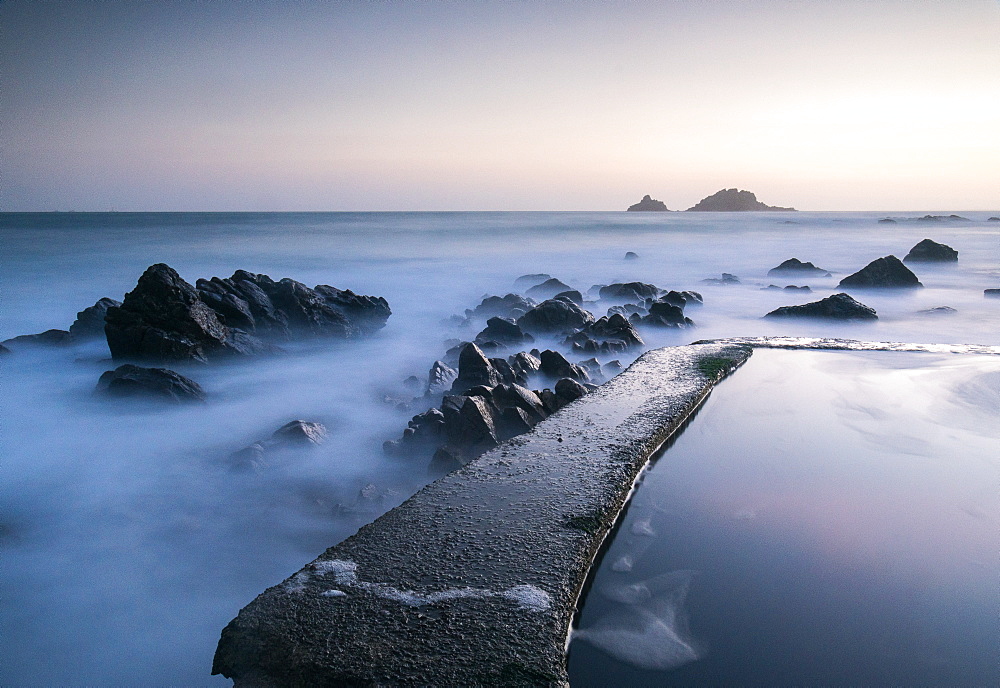 Sunset at Cape Cornwall, Brisons, Cornwall, England, United Kingdom, Europe