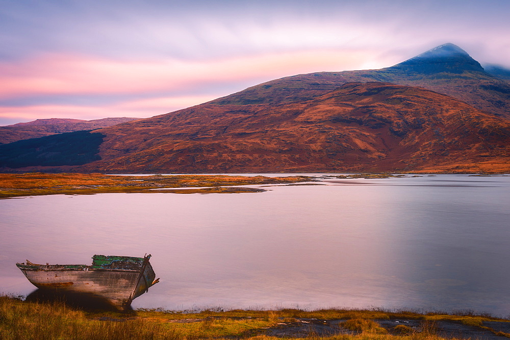 Lone boat on the Isle of Mull, Inner Hebrides, Scotland, United Kingdom, Europe