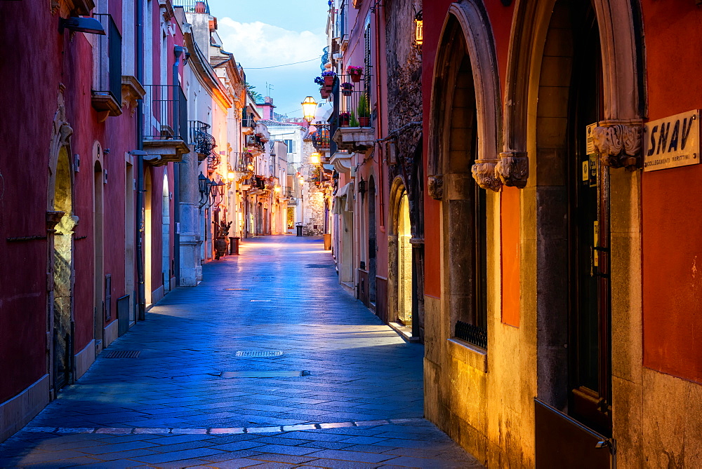 Taormina Street, Taormina, Sicily, Italy, Europe