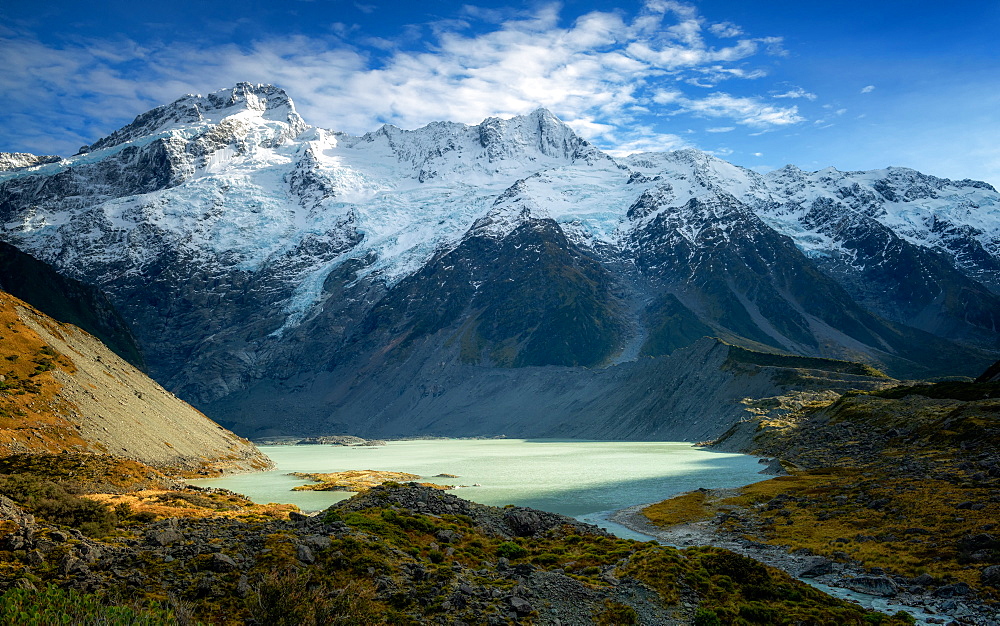 Mueller Glacier Lake, Aoraki (Mount Cook) National Park, UNESCO World Heritage Site, South Island, New Zealand, Pacific