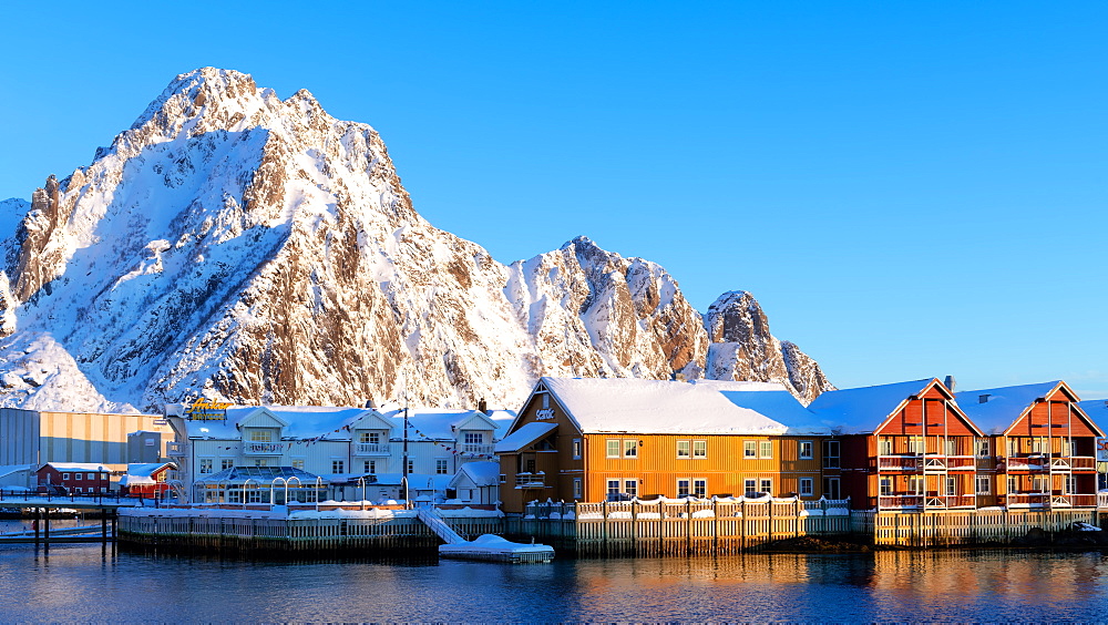 Svolvaer on a sunny winter's day, Lofoten Islands, Nordland, Arctic, Norway, Europe