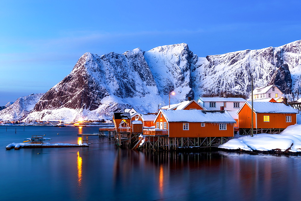 Rorbuer huts, rorbu, Sakrisoy, Moskenesoya, Lofoten islands, Nordland, Arctic, Norway, Europe