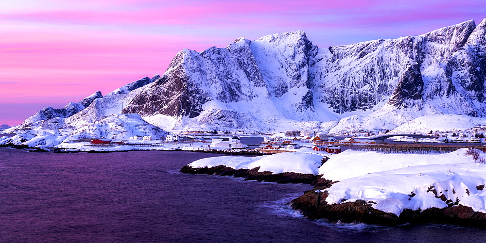 Sunrise at Sakrisoy, Lofoten, Nordland, Arctic, Norway, Europe