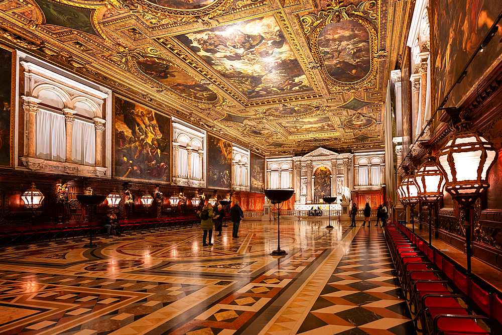 Interior of the Scuola Grande di San Rocco, Venice, Italy, Europe