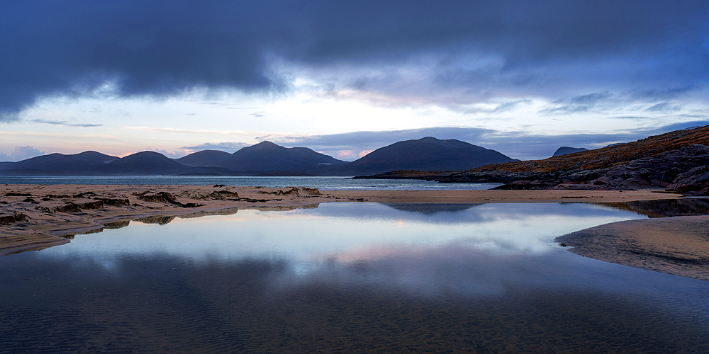 Luskentyre beach at sunset, Isle of Harris, Outer Hebrides, Scotland, United Kingdom, Europe