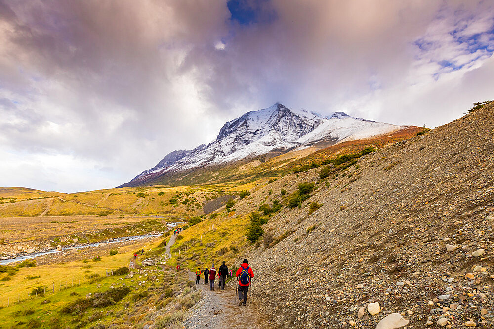 Hiking through Torres del Paine National Park, Patagonia, Chile, South America