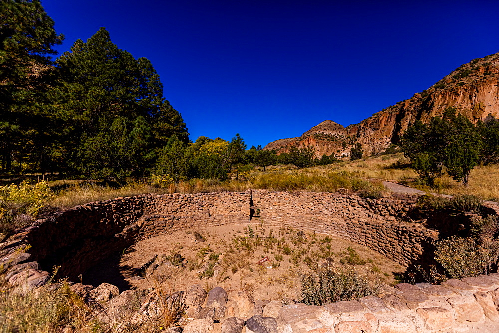 Pueblo Indian Ruins in Bandelier National Monument, New Mexico, United States of America, North America