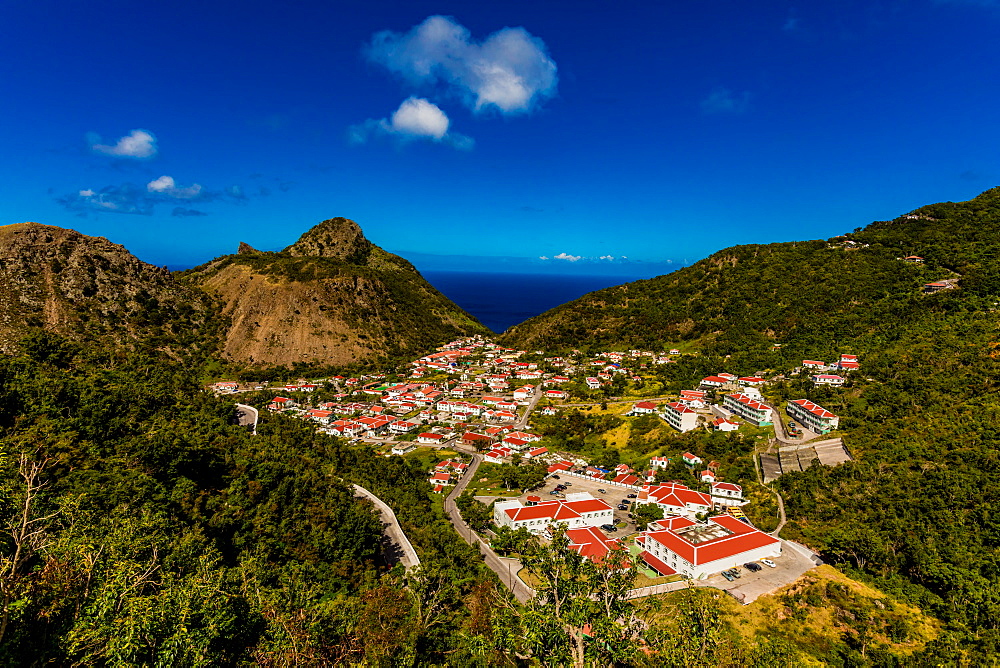 Beautiful village on Saba Island, Netherlands Antilles, West Indies, Caribbean, Central America