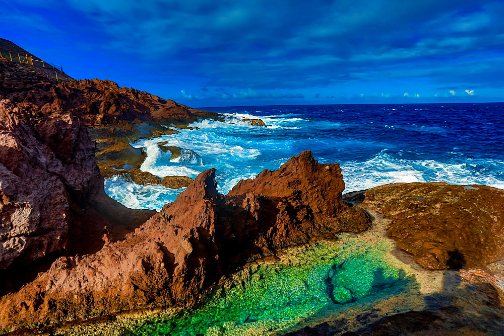 Saba Island ocean waves, Netherlands Antilles, West Indies, Caribbean, Central America